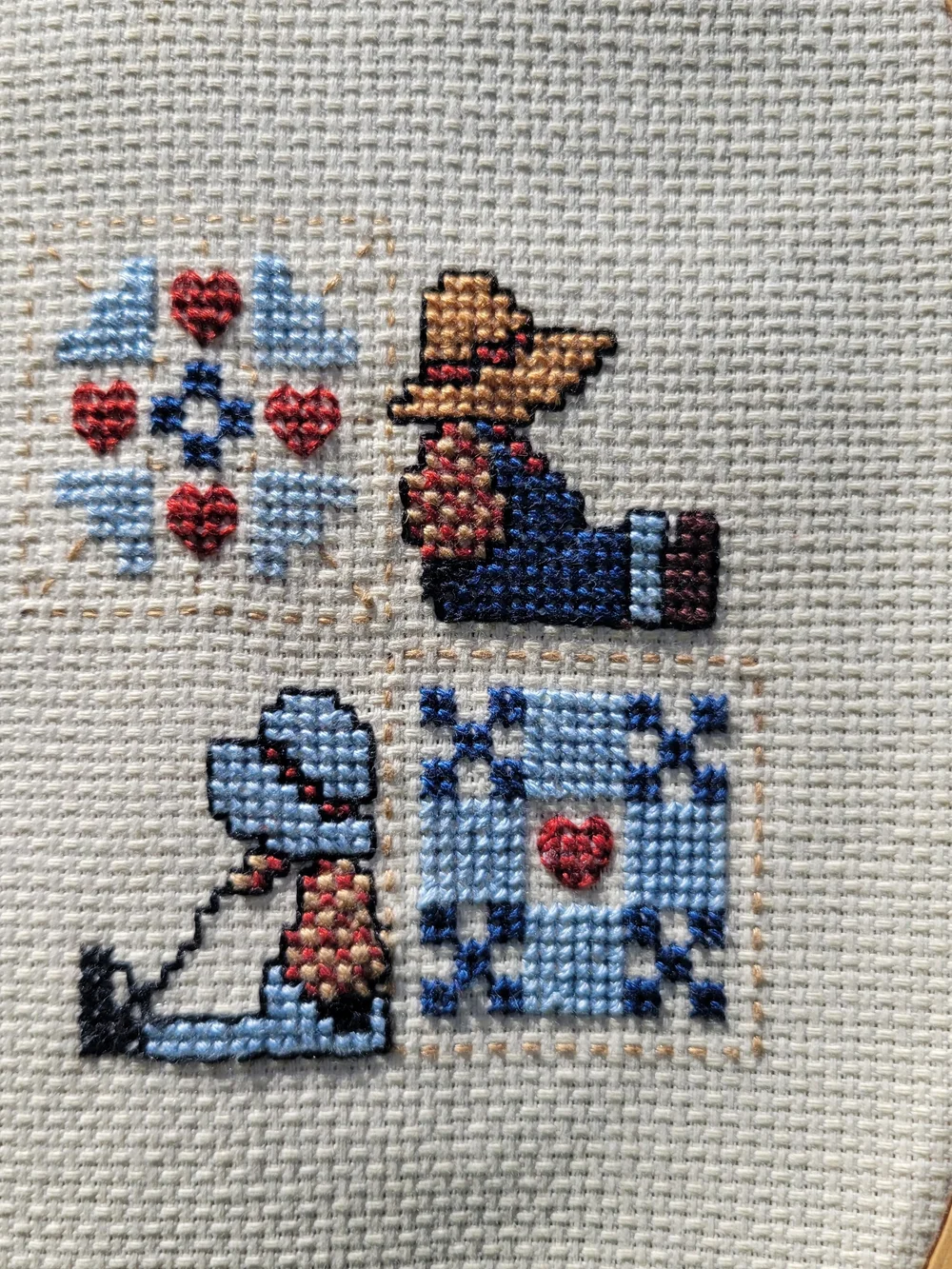 VTG Handmade Finished Cross‎ Stitch Oval Hoop w/ Lace Sunbonnet Sue Cottagecore